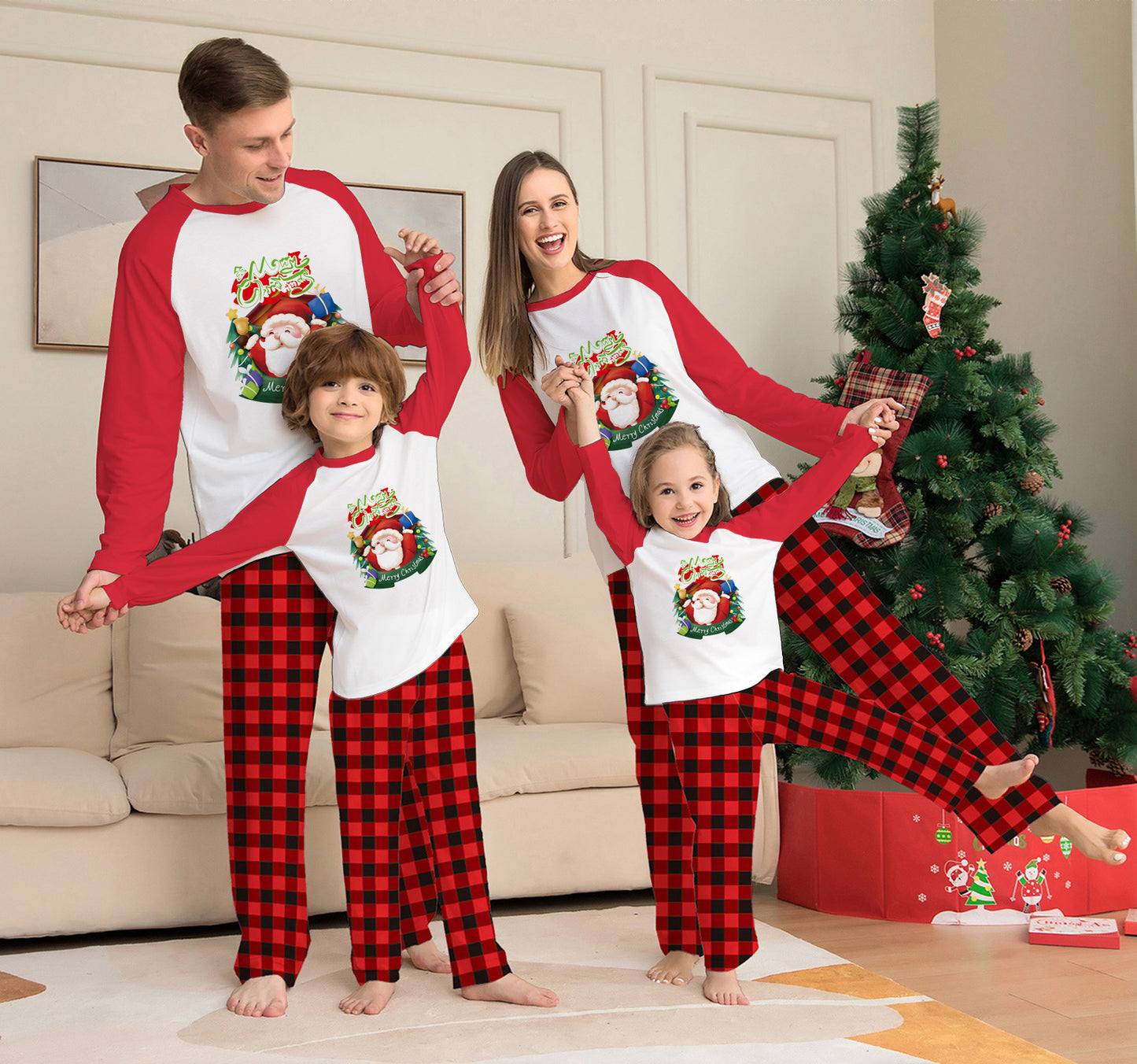 Red Plaid Matching Family Pajamas - For your Dog Too!